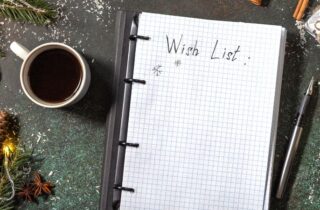 Open book labeled wish list