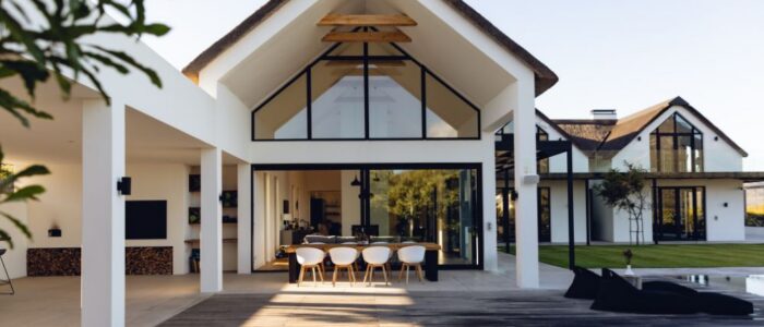 house exterior with dining space