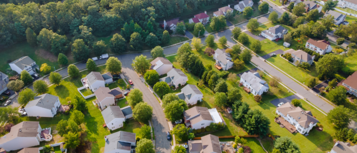 Landscape of homes from above