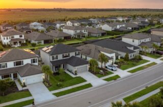 Sunset Over a Suburban Street