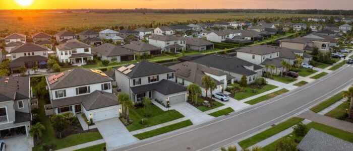 Sunset Over a Suburban Street