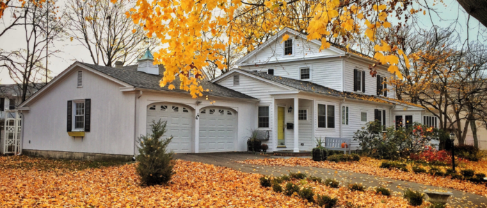 House Surrounded by Colorful Autumn Leaves on Lawn