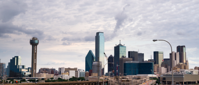 Panoramic View Dramatic Sky Dallas Texas North America
